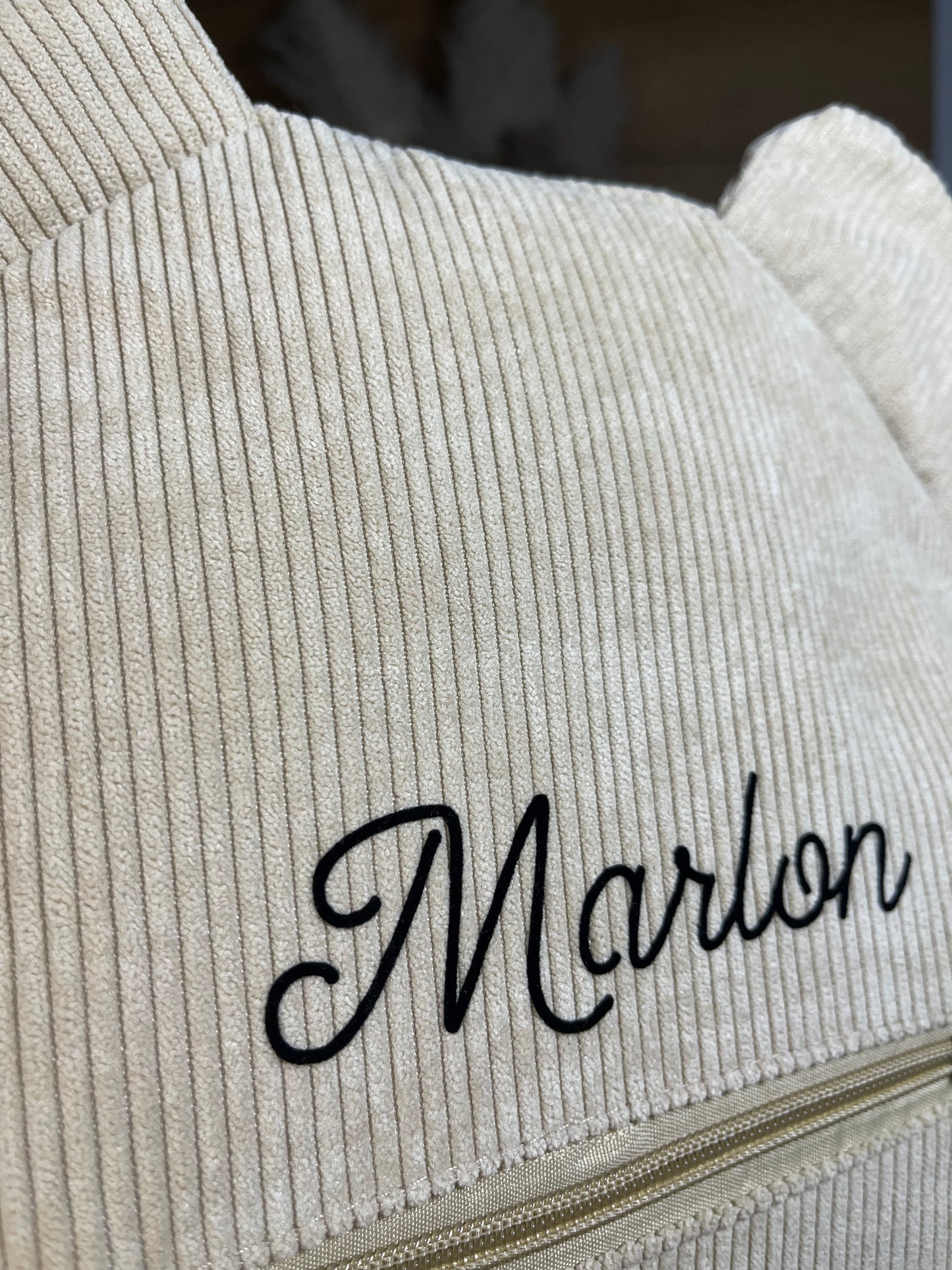 Cord-Bärenrucksack beige - personalisierbar