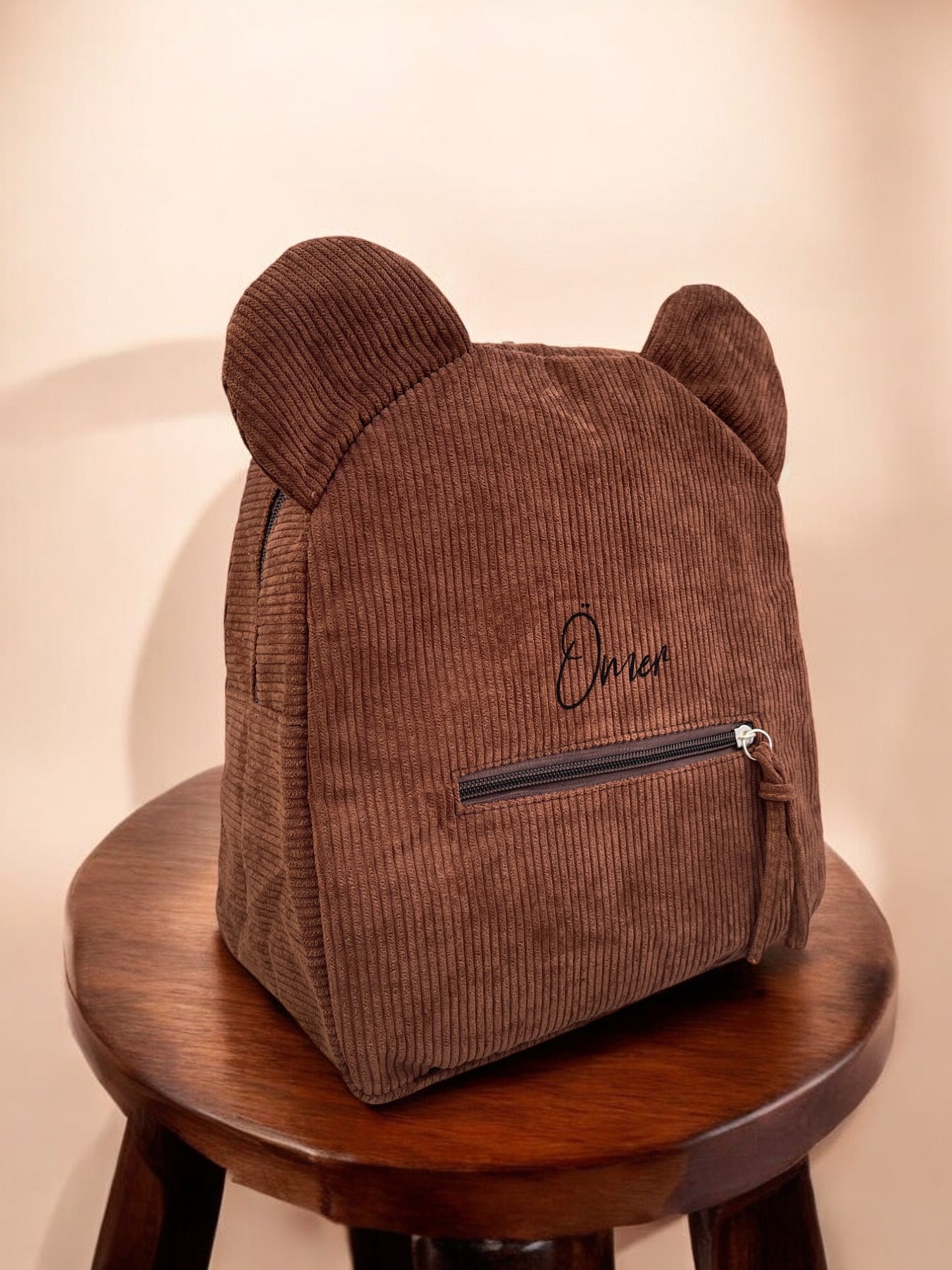 Cord-Bärenrucksack braun - personalisierbar
