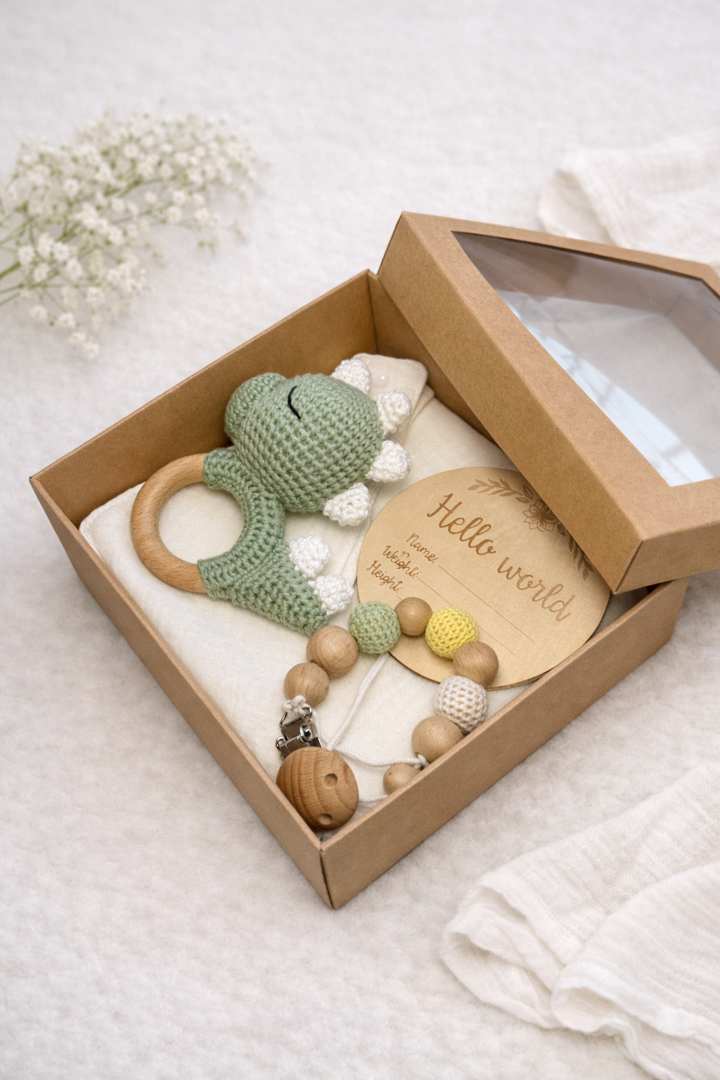 Geschenkset 5-teilig - grüner Dino