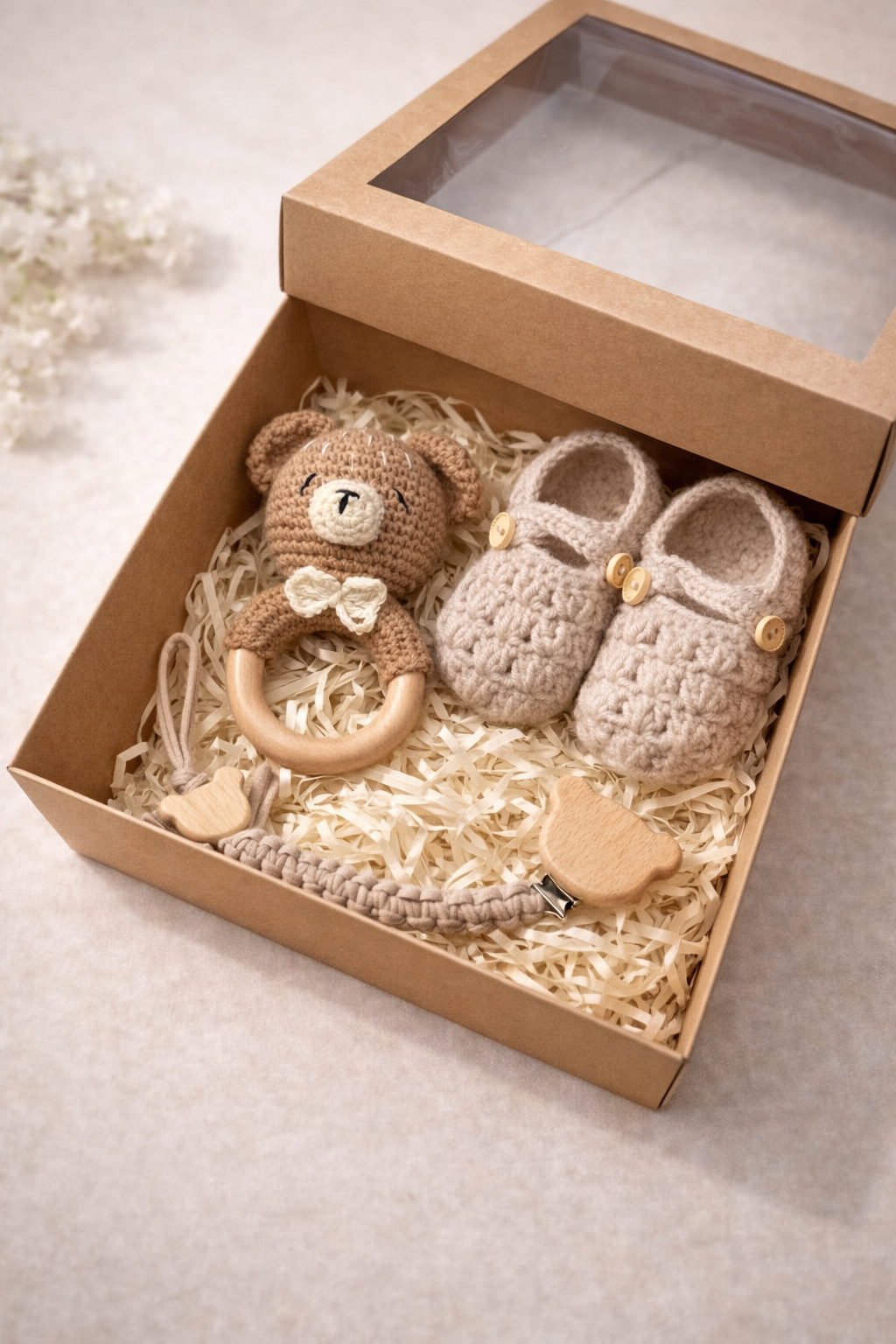 Geschenkset 3-teilig - brauner Bär