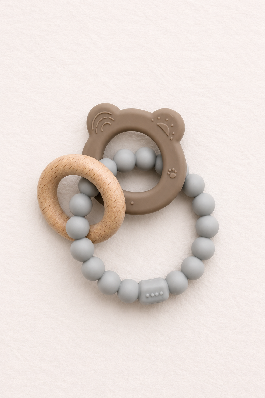 Beißring aus Holz & Silikon - Personalisierbar