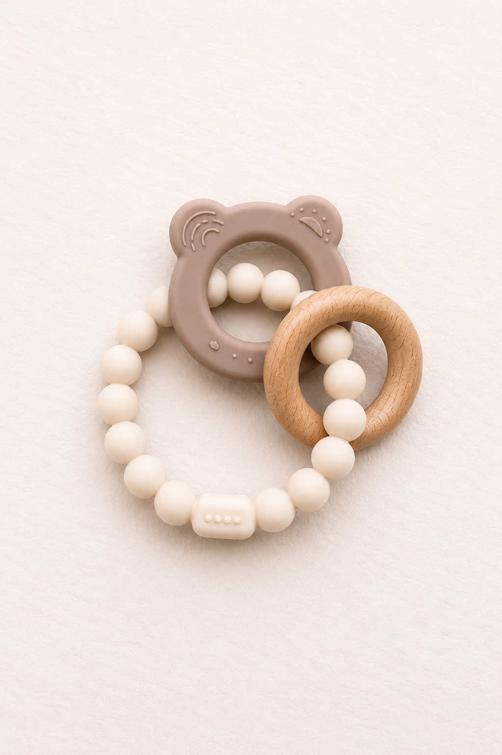 Beißring aus Holz & Silikon - Personalisierbar