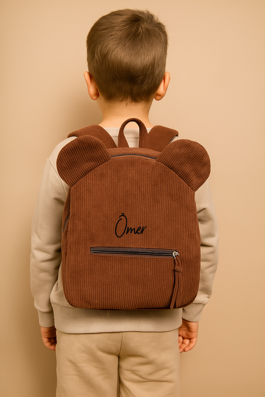 Cord-Bärenrucksack braun - personalisierbar