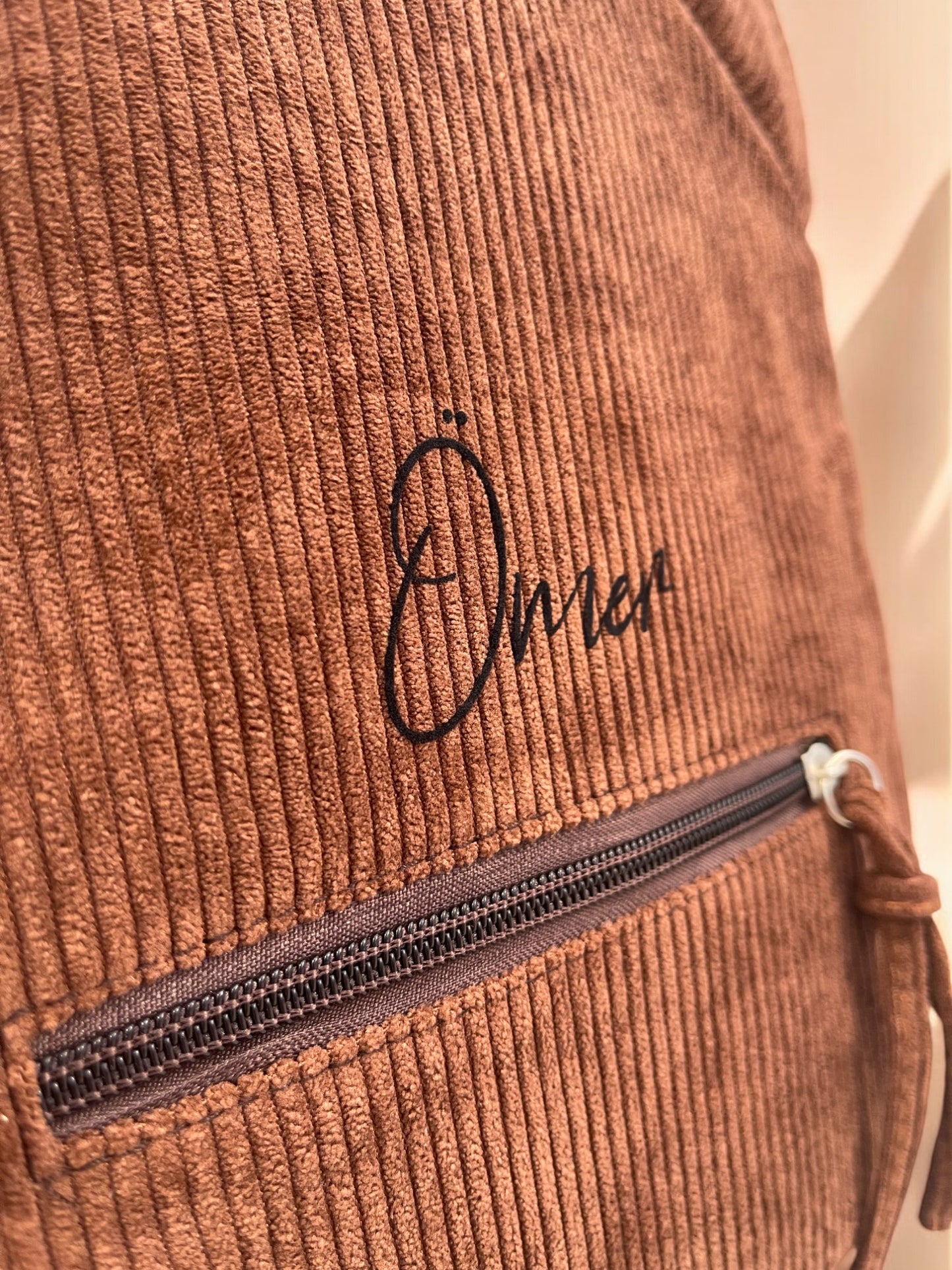 Cord-Bärenrucksack braun - personalisierbar