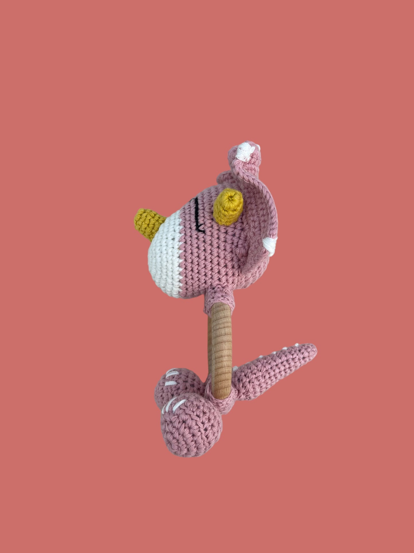 Gehäkelte Rassel - rosa Dino