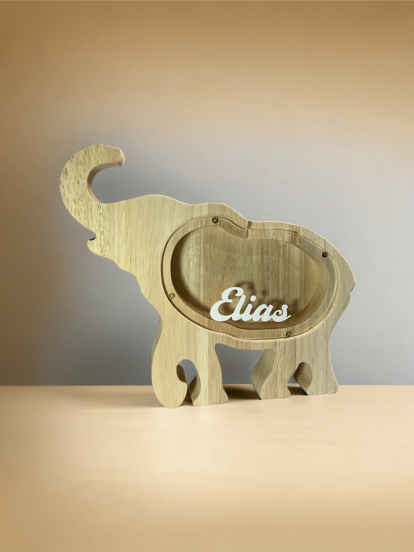 Holzspardose Dino/Elefant - personalisierbar