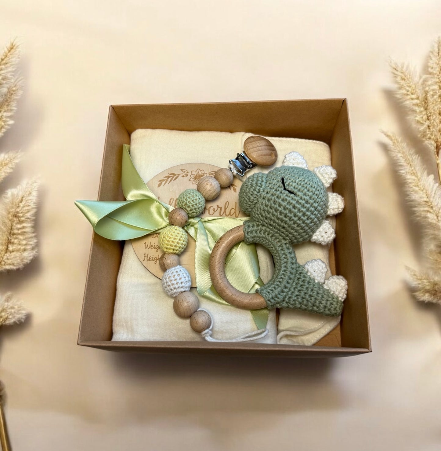 Geschenkset 5-teilig - grüner Dino